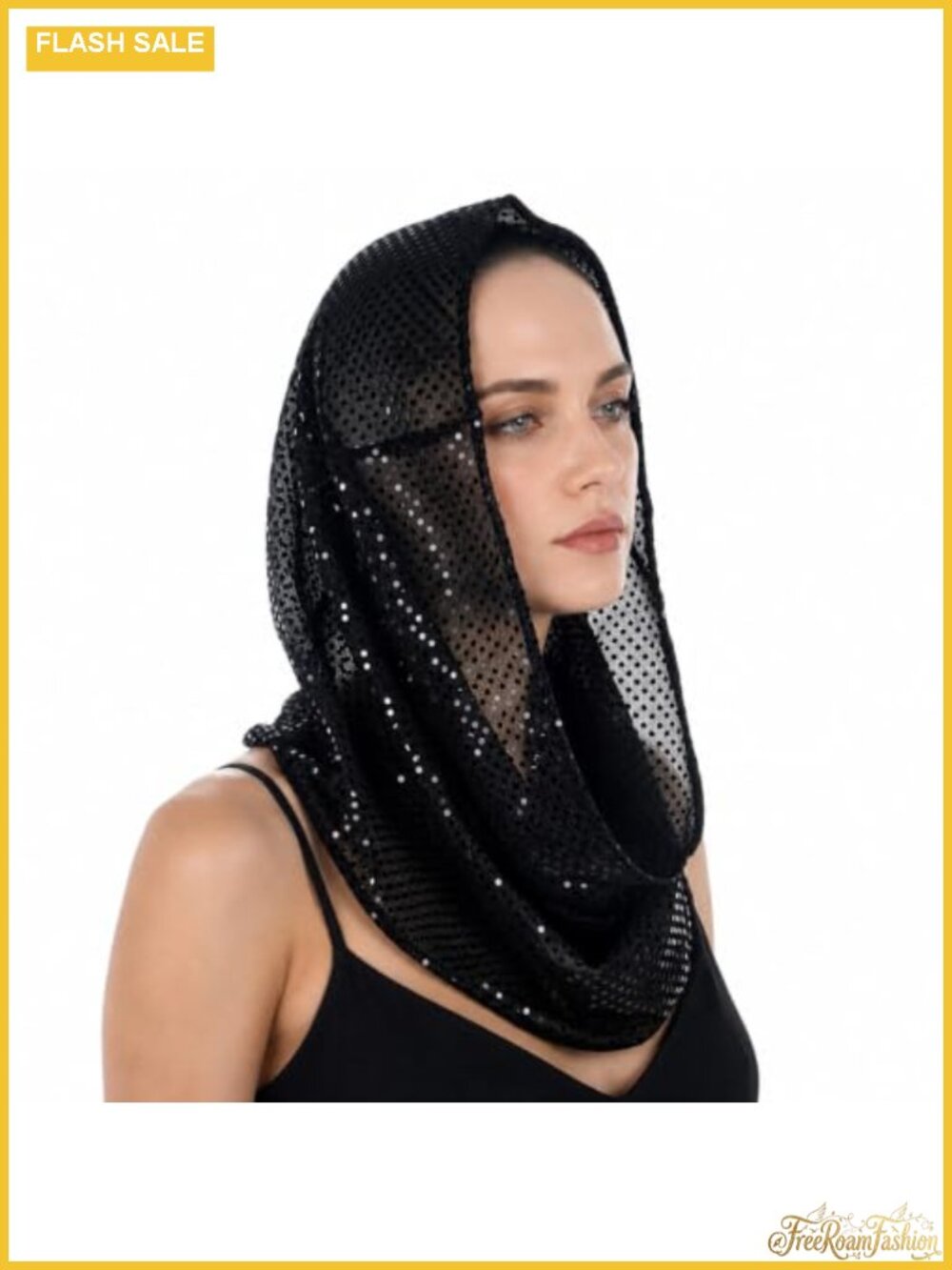 Sequin Rave Head Scarf Polyester Hood Wrap Festival Headwear